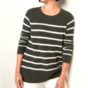 Old Navy Striped Crewneck Knit Textured Long Sleeve Tunic Sweater
